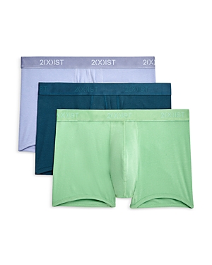 2(x)ist Men's 3-pack No-show Cotton Trunks In Purple Impression/absinthe Green/submerged