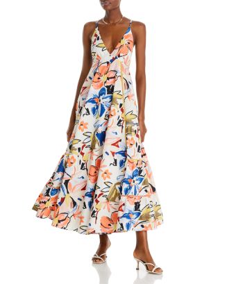 AQUA Cotton Sleeveless V Neck Maxi Dress - 100% Exclusive | Bloomingdale's