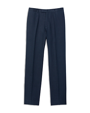 Sandro Classic Fit Linen Pants In Navy Blue