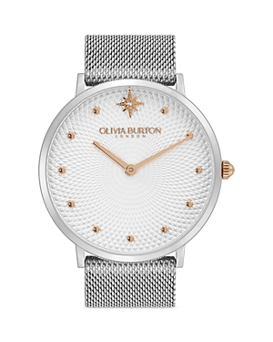 Shop Olivia Burton Celestial Ultra Slim Watch, 40mm In White/silver