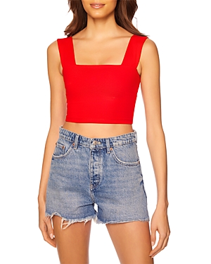 Susana Monaco Square Neck Cropped Tank Top In Perfect Red