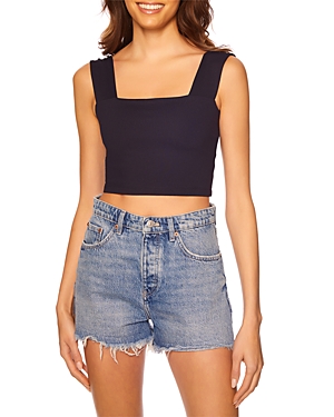 Susana Monaco Womens Stretch Square Neck Cropped In Midnight