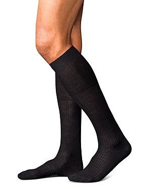 Shop Falke No. 7 Merino Wool & Nylon Knee High Dress Socks In Black
