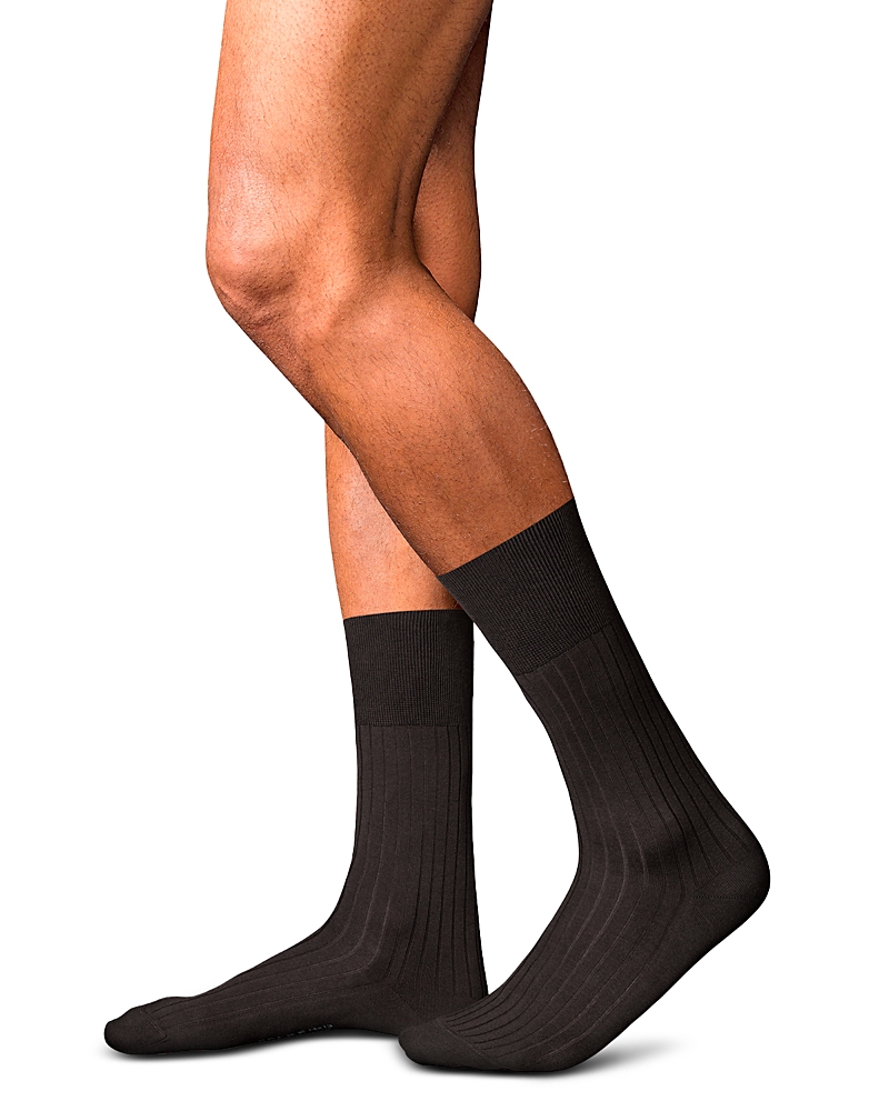 Shop Falke No. 13 Piuma Cotton & Nylon Dress Socks In Brown