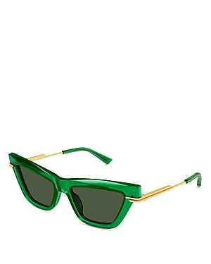 Bottega Veneta Combi Cat Eye Sunglasses, 54mm In Green/gray Solid