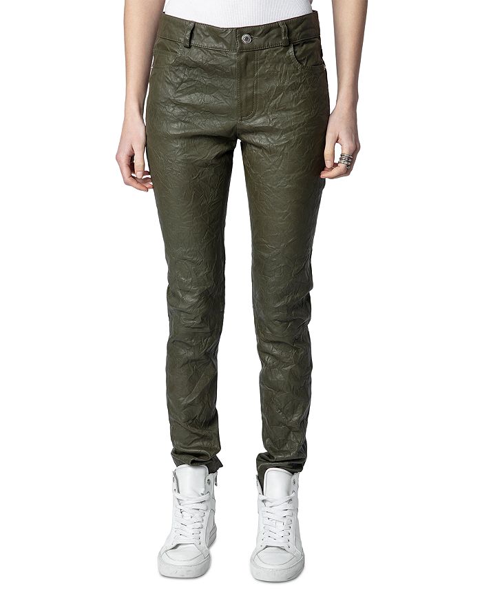 Zadig & Voltaire Textured Leather Pants In Pickle