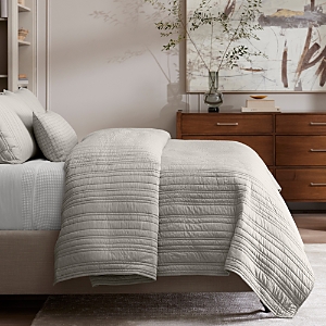 Boll & Branch Boil & Branch Signature Stripe Quilt Set, Full/queen In Pewter