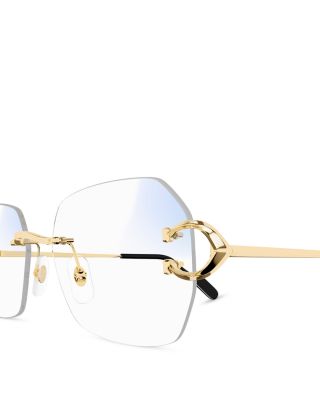 C Décor 24K Gold Plated Blue Light & UV Rectangular Glasses, 57mm