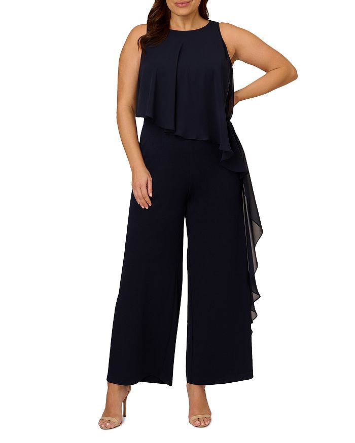 Adrianna Papell Plus Chiffon & Crepe Jumpsuit | Bloomingdale's