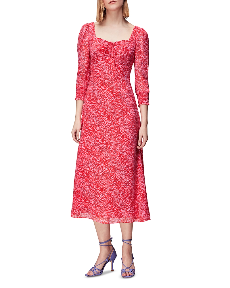 Whistles Diagonal Leopard Midi Dress