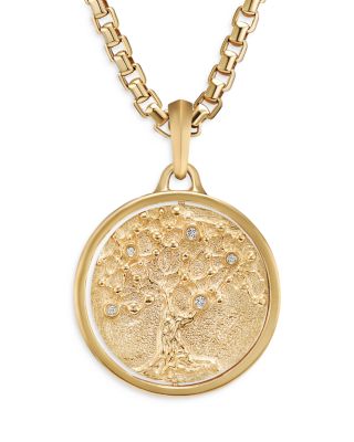 Men's Life & Death Duality Amulet in 18K Yellow Gold with Diamonds, 30mm
