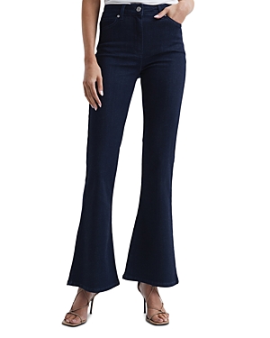 Reiss Beau Skinny Flared High-rise Stretch-denim Jeans In Dark Indigo