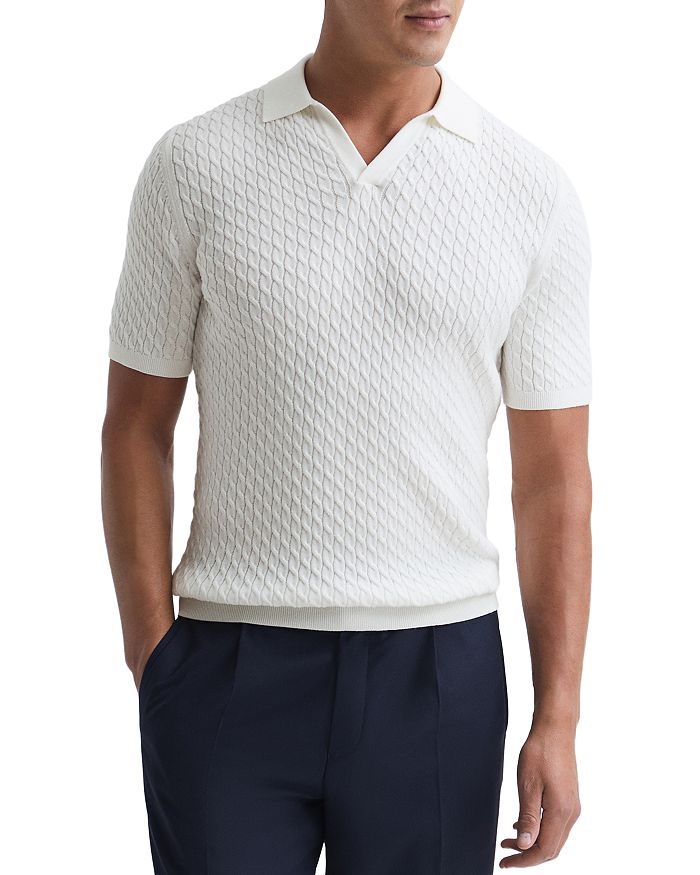 Slim Fit Cable Knit Polo Shirt