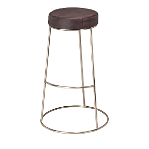 Bloomingdale's Henry Round Leather Bar Stool In Charcoal