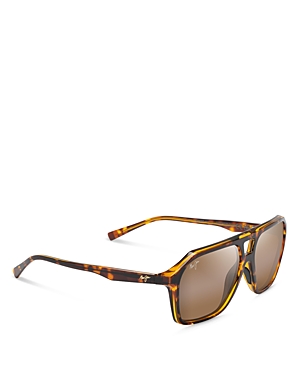 Maui Jim Wedges Polarized Aviator Sunglasses, 57mm In Tortoise/brown Polarized Solid