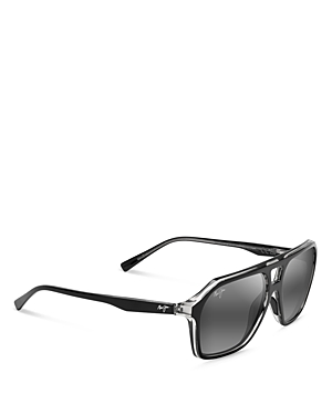 Maui Jim Wedges Polarized Aviator Sunglasses, 57mm In Black/gray Polarized Gradient