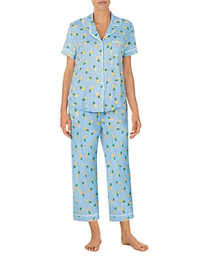 Kate Spade Print Short Sleeve Pajamas In Blue Port