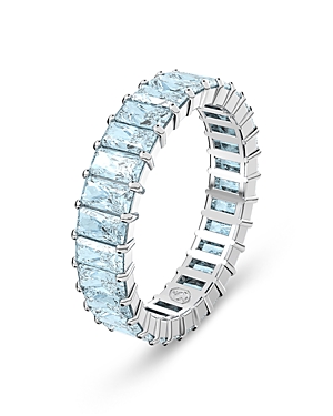 Shop Swarovski Matrix Baguette Color Crystal Band Ring In Blue/silver