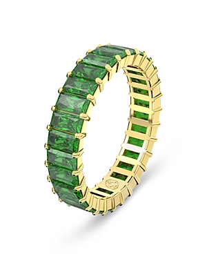 Shop Swarovski Matrix Baguette Color Crystal Band Ring In Green/gold
