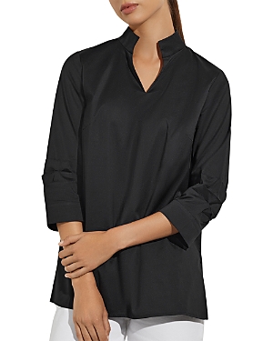 Shop Misook Pleated Sleeve Tunic Top In Black