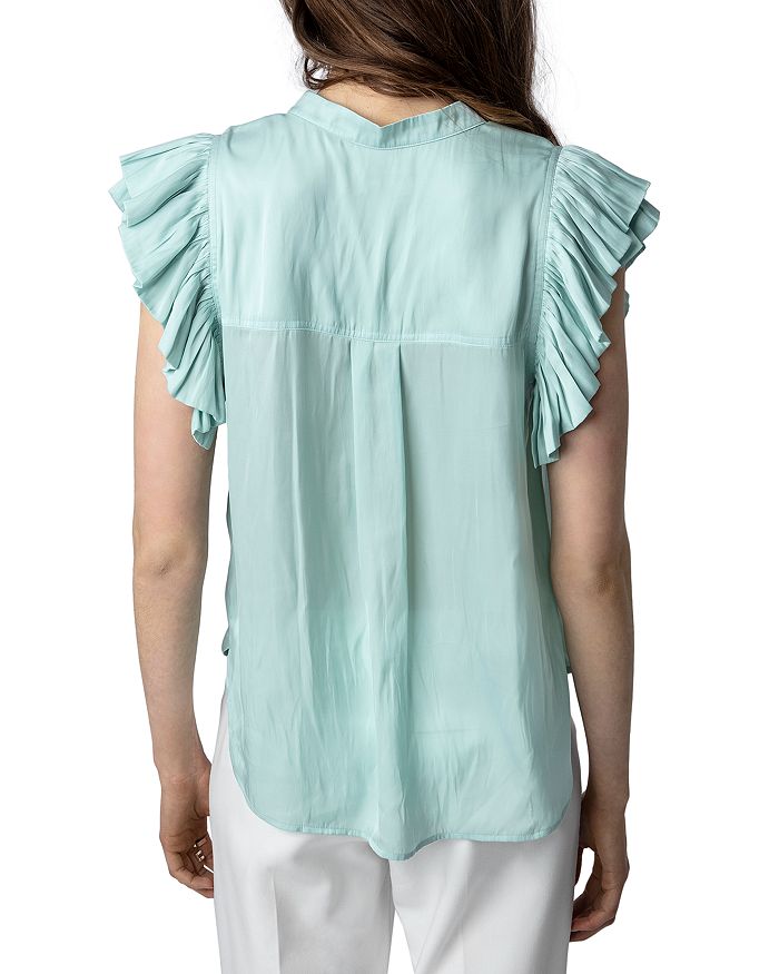 Zadig & Voltaire Ruffled-sleeve Blouse In Celadon