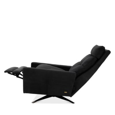 Rainier Leather Power Swivel Recliner, Mojave Navy