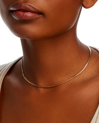 14K Yellow Gold Heavy Metal Snake Link Chain Necklace, 14-16"