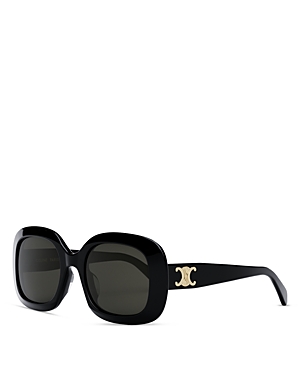 Shop Celine Triomphe Square Sunglasses, 53mm In Black/gray Solid