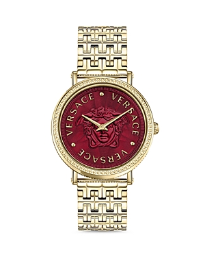 Shop Versace V-dollar Watch, 37mm In Red/gold