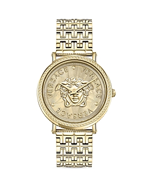 Versace Women's Swiss V-dollar Gold Ion Plated Bracelet Watch 37mm In Gold
