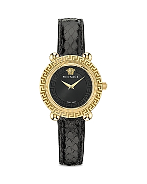 Shop Versace Greca Twist Watch, 35mm In Black/black