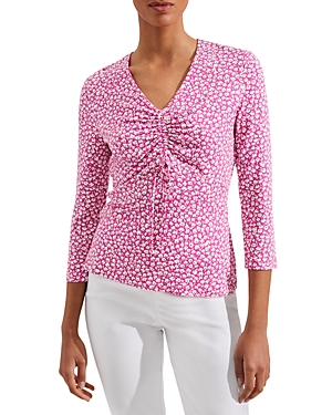 Hobbs London Simmy V Neck Top In Pink Ivory