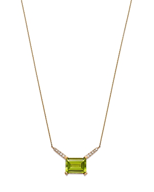 Bloomingdale's Peridot & Diamond Pendant Necklace In 14k Yellow Gold, 16 - 100% Exclusive In Green/gold