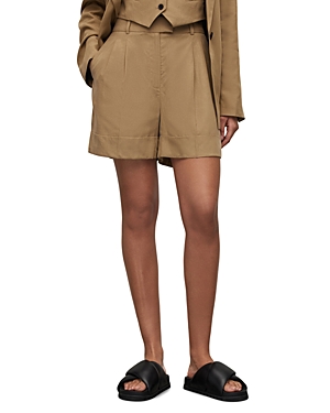 Allsaints Deri Lyn Cuff Shorts In Light Khaki
