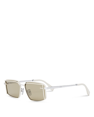Shop Fendi First Sight Rectangular Sunglasses, 53mm In White/gray Solid