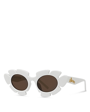 Shop Loewe Paula's Ibiza Cat Eye Sunglasses, 47mm In White/brown Solid