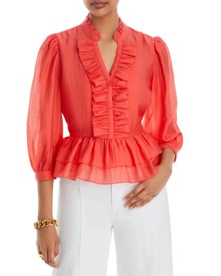 KARL LAGERFELD PARIS Ruffled Peplum Blouse | Bloomingdale's