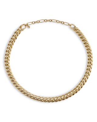 18K Yellow Gold Sculpted Cable Collar Necklace, 14.5-16"