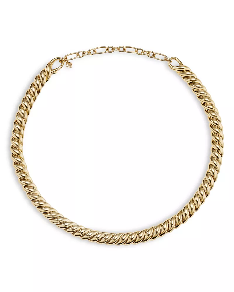 David Yurman 18K Yellow Gold Sculpted Cable Collar Necklace, 14.5