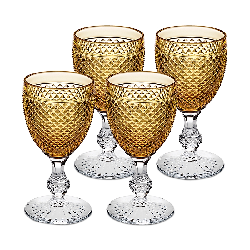 Vista Alegre Bicos Bicolor Goblet With Amber Bowl, Set Of 4 In Multi
