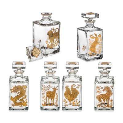 Golden Whisky Decanter with Gold Tiger