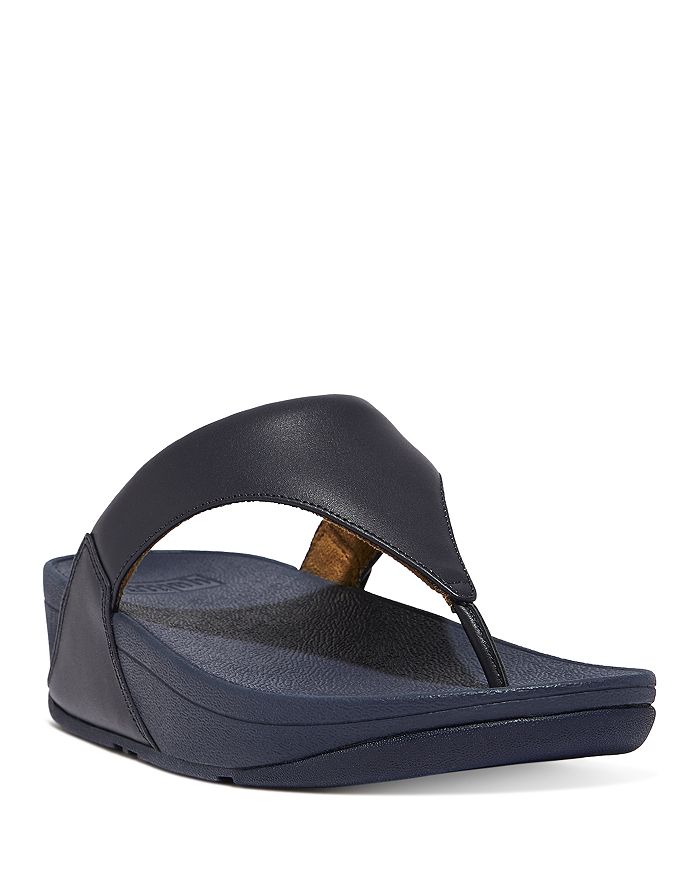 FitFlop Women's Lulu Leather Thong Wedge Sandals | Bloomingdale's