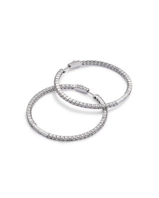 Diamond Inside Out Hoop Earrings in 14K White Gold, 5.0 tcw   