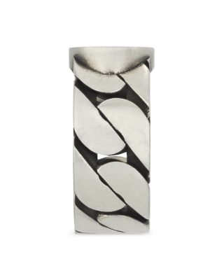 Sterling Silver Interlocked G Green Enamel Logo Chain Link Ring