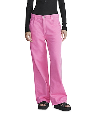 Rag & Bone Sid Carpenter High Rise Wide Leg Jeans In Bright Pink In Bright Pink
