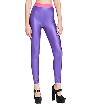 Versace Jeans Couture Metallic Leggings In Violet