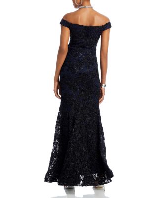 Off-the-Shoulder Embellished Lace Gown - Exclusive