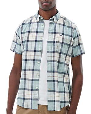 Barbour Gordon Plaid Short Sleeve Button-up Shirt In Blue Chalk