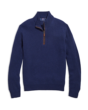 Vineyard Vines Cash Fisherman Quarter Zip Cashmere Sweater In 976 Deep B