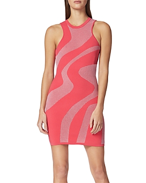 HERVE LEGER ABSTRACT DOUBLE KNIT JACQUARD DRESS